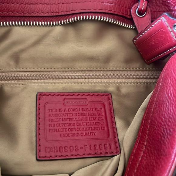 Coach Vintage Brown and Red Leather Zoe Hobo Bag EUC - Picture 9 of 13